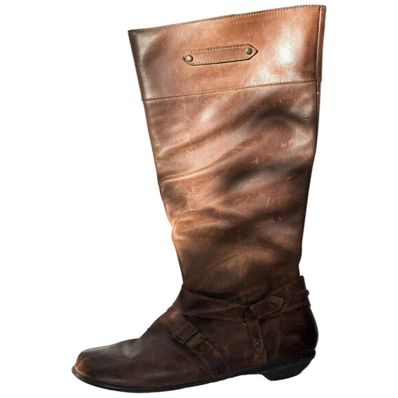 Born Brown Leather Riding Boots Women’s 8 Harness Buckle Equestrian Western - Picture 5 of 14